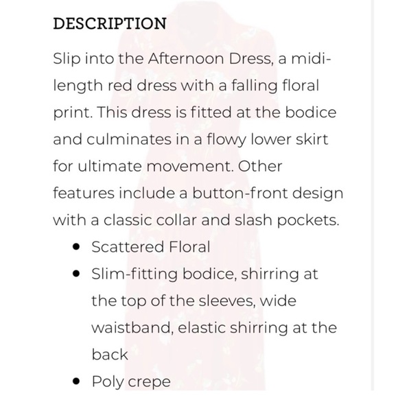 Cabi 6128 Afternoon Dress Midi Red Garden Floral Print Button Down - Picture 10 of 10